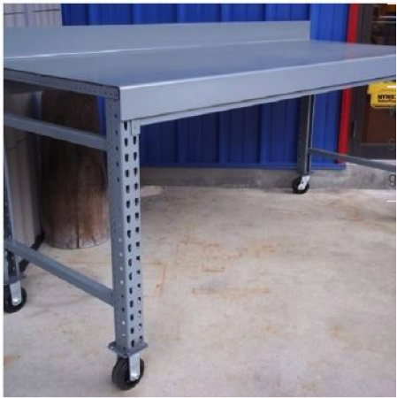 steel top work bench on casters